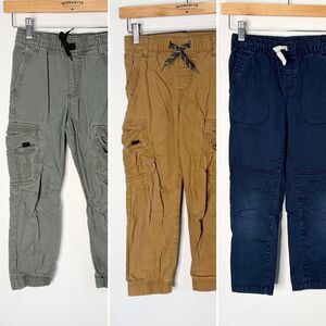 Boys Pants Bundle Lot Wrangler Cat Jack Drawstring Pull On Green Tan Blue Boys 7